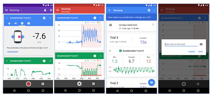 Aplikacja Google Science Journal